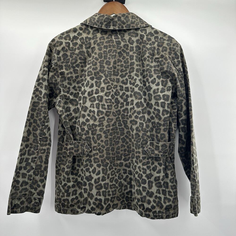 Good American Jacket Womens Medium‎ Green Utility Leopard Pockets Snap Boxy - Picture 4 of 11